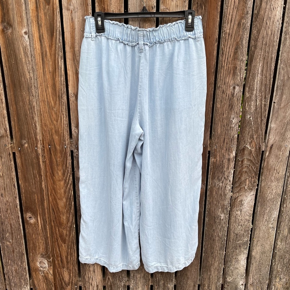 Ana Small Wide Leg Cropped Pull On Pants Pastel Blue Lyocell Elastic Waist Comfy - Picture 6 of 7